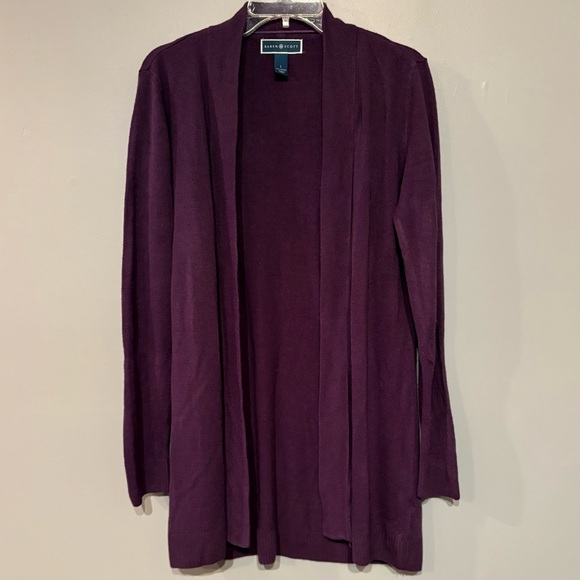 Karen Scott Sweaters - Karen Scott Deep Grape Purple‎ Open Front Cardigan Size L Soft Comfy Flowy